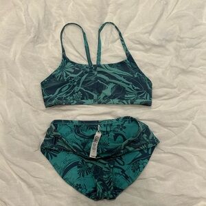 ATHLETA Teal Floral Bikini Set